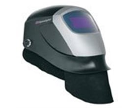 Sort 3M Speedglas øre- og halsbeskytter H164005 monteret på en svejsehjelm fra 9000-serien.