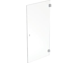 Enkel Contura Shower svingdør i 8 mm klart glas med krombeslag, vist isoleret på hvid baggrund.