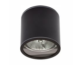 SpectrumLED Chloe AR111 rund GU10-spotlampe i sort, vist skråt forfra med reflektoren synlig.