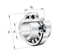 Schaeffler FAG 11209-TVH sfærisk kugleleje med bred inderring vist med tekniske mål. Dette leje har en indre diameter på 45 mm og en ydre diameter på 85 mm.