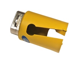 PRO-FIT HM hulsav med adaptor, 51 mm i gul farve, vist på hvid baggrund med fokus på skaftet.