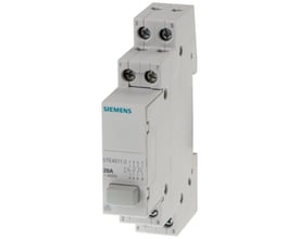 Siemens 5TE4 trykkontakt i grå med 2NO og 2NC kontakter, mærket med 20A og 400V.