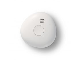 Nærbillede af Housegard Pebble SA701 røgalarm, viser knapper til test og pause samt lydhuller.