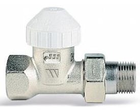 Solar Plus type 1 radiatorventil ¾" ligeløbende 179WM i forniklet messing med hvidt justeringshoved.