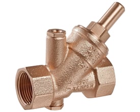 Kemper EA kontrollerbar kontraventil i rødgods med muffe/muffe, 1 1/4", PN16. Ventilen har et rødgodsdesign med et rustfrit stål ventilsæde.
