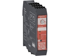 Detaljeret sidevisning af Schneider Electric Tesys H reverserende starter, der viser mærkning med tekniske specifikationer og modelnummer.