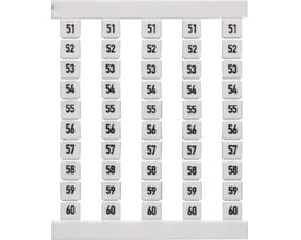 Weidmüller Dekafix DEK 5-FSZ markeringsstrips med tal 51-60 i sort tryk, fremstillet af hvid polyamid.