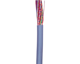 Multikabel LIYY med 3 ledere på 0,75 mm², viser et bundt farvede ledere inde i et gråt ydre. Kablet er 100 meter langt.