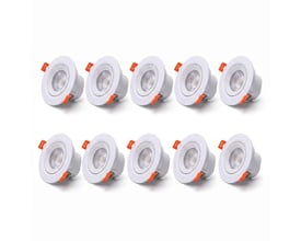 V-TAC VT-2707CCT-2 LED-indbygningsspot på 7 W med hvid rund front og orange monteringsclips.