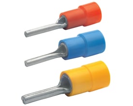 Klauke isolerede stiftkabelsko til 1,5-2,5 mm² ledere i rød, blå og gul med fortinnet kobber og halogenfri isolering.