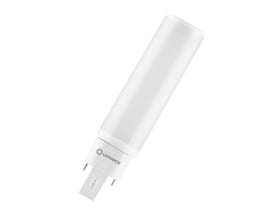 Ledvance DULUX LED D/E kompaktlysrør med hvidt rørhus og G24q-1-sokkel med fire stifter.