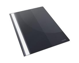 Sort Antalis Vivida tilbudsmappe i A4-format med lomme, klar refleksfri forside og etiket.