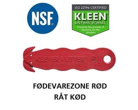 Rød Klever NSF kniv med skjult klinge, certificeret til fødevarezone og med KLEEN antimikrobiel teknologi.