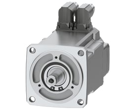 Siemens Simotics S-1FK2 HD servomotor med en cylindrisk aksel og to M17 stik på siden, isoleret på hvid baggrund.