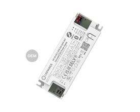 Ledvance LED-driver på 30 W med Zigbee, vist skråt med hvidt kabinet, tilslutningsklemmer og trykt mærkning.