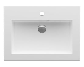 INR Viskan håndvask i mat hvid porcelæn med skarpe linjer og en slank profil.