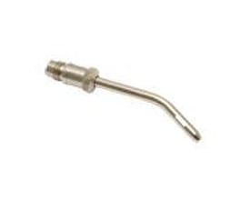 Parker Legris mundstykke 0690 er en kort vinkeldysse med M12x1,25 gevind og 2,5mm DN, lavet af nikkelbelagt messing.