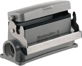 Weidmüller HDC industristik sokkelhus i størrelse 8, grå, med låg og bøjle, klar til 2xPG21.