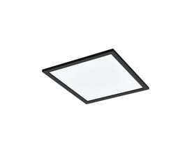 EGLO Salo-Z loftpanel i sort aluminium med hvid diffusor, mål 450x450 mm, med lige kanter og neutral hvid belysning.
