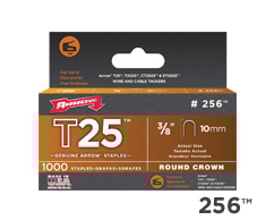 EFB Elektronik hæfteklamme T25 3/8" 10 mm, viser en pakke med 5000 stk. mærket Arrow. Kassen er mørkegrå med orange og hvide detaljer og angiver produktets anvendelse og størrelse.