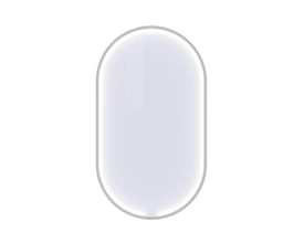 Dansani Moon rammespejl med integreret LED-lys, oval form og mat hvid ramme, 105 x 60 cm.
