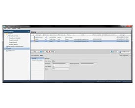 Siemens TeleControl Server Grundlæggende V3.1 software interface viser brugeradministration med projekter og brugerdetaljer som brugernavn og adgangskode.