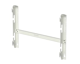 Vægbeslag til Wallflex el-radiator, lavet af hvidt metal med justerbare arme og kabelophæng.