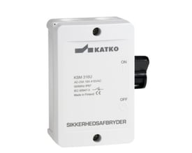 Katko sidebetjent sikkerhedsafbryder KSM325U/2xM20 med lys kapsling og sort håndtag, 3P og 25 A.