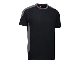 ID Identity Pro Wear T-shirt i sort med grå kontrastdetaljer på skuldre og sider, størrelse 6XL.