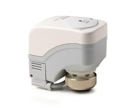 Siemens SSP31 aktuator til lille ventil, hvid og lysegrå, med 105N kraft og 230V AC.
