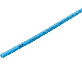 Festo trykluftslange PUN V0 6X1 i klar blå, med trykket tekst for model og specifikationer.