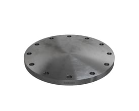 Indura blindflange 12" ANSI B16.5 150 lbs RF, præsenteret på hvid baggrund, med tydelig Indura-logo.