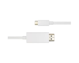 Hvidt Deltaco USB-C til HDMI-kabel på 1 meter med forgyldte stik til 4K UHD.