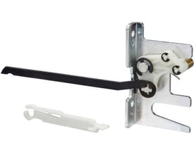 Schneider Electric udløser til Plug-in NSX400-630, 3P/4P, vist med en sort aktiveringsarm og hvid plastikkomponent på metalplade.