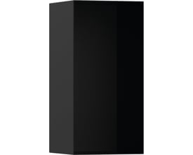 Hansgrohe vægniche uden ramme i matsort rustfrit stål, vist med en åben front og dimensioner 300x150x140 mm.