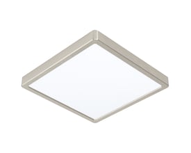 EGLO Fueva-Z loftlampe i grå aluminium med hvid diffusor, 285x285 mm, IP44 klassificeret.