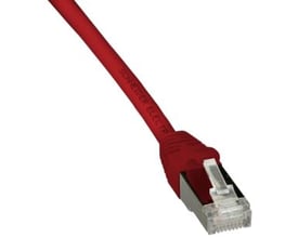 Lauritz Knudsen Kat.6A S/FTP patchkabel på 1 meter i rød LSZH med tydeligt mærke på kablet.