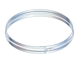 Metalbestos låsebånd til 230mm skorsten i aluminium og gummi med snap-lås og blank metaloverflade.