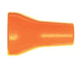 Orange Loc-Line mundstykke i plast, 1/2" størrelse med 9,5 mm diameter, isoleret mod hvid baggrund.