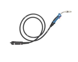 Abicor Binzel MB Grip 24 KD svejseslange, 5 meter lang og gaskølet, vist med et 5 meter langt sort kabel og et ergonomisk håndtag.