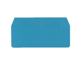 Weidmüller endeplade ZAP/TW2BL i blå, med Weidmüller logo og ZAP/TW1 trykt.