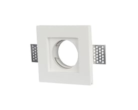 V-TAC firkantet hvid GU10 gipslampe til loftmontering med justerbare monteringsarme, sat op mod en hvid baggrund.