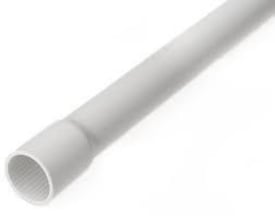 Stift, gråt plastrør til installation, 40mm diameter og 3 meter længde, med muffe og ribbet inderside.