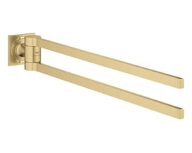 Grohe Allure New dobbelt håndklædestang i børstet Cool Sunrise med to drejelige arme, set skråt fra siden.