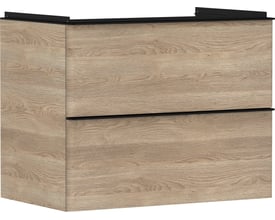 Hansgrohe Xelu Q vaskeskab i naturlig eg med to skuffer og integrerede sorte greb, 780x475x605mm.