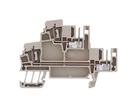 Weidmüller pluggable terminal med spændeklemme, mørk beige, til 2,5 mm2 ledere og 24 A, med 2 tilslutninger mærket 'N'.