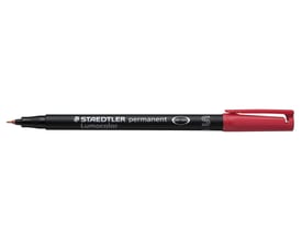 Rød Staedtler Lumocolor permanent S tuschpen med 0,4mm spids og DRY SAFE teknologi.