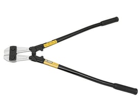 Ironside boltsaks på 450 mm med lange sorte håndtag, gummigreb og sølvfarvede skær.