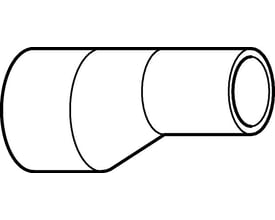 Skematisk tegning af Geberit excentrisk reduktion til afløb, sort PEH, 250 til 200 mm diameter.