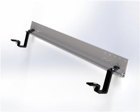 Jual tagkrog base på 1100 mm med to sorte kroge monteret på aluminiumsbase.